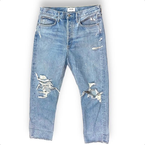 Agolde 90's Jeans Wander Color Distressed Mid Rise Loose Fit Sz 29 Organic - Picture 4 of 11